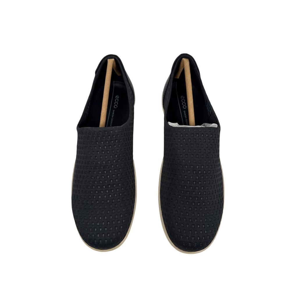 Ecco Soft‎ 2.0 Slip On Sneaker Womens 8 8.5 EU 39 Black Textile Comfort